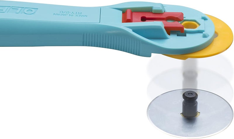 OLFA 45mm Quick-Change Rotary Cutter (RTY-2/C) - Rotary Fabric Cutter w/Blade Cover for Crafts, Sewing, Quilting, Replacement Blade: RB45-1 (Aqua) - Image 4